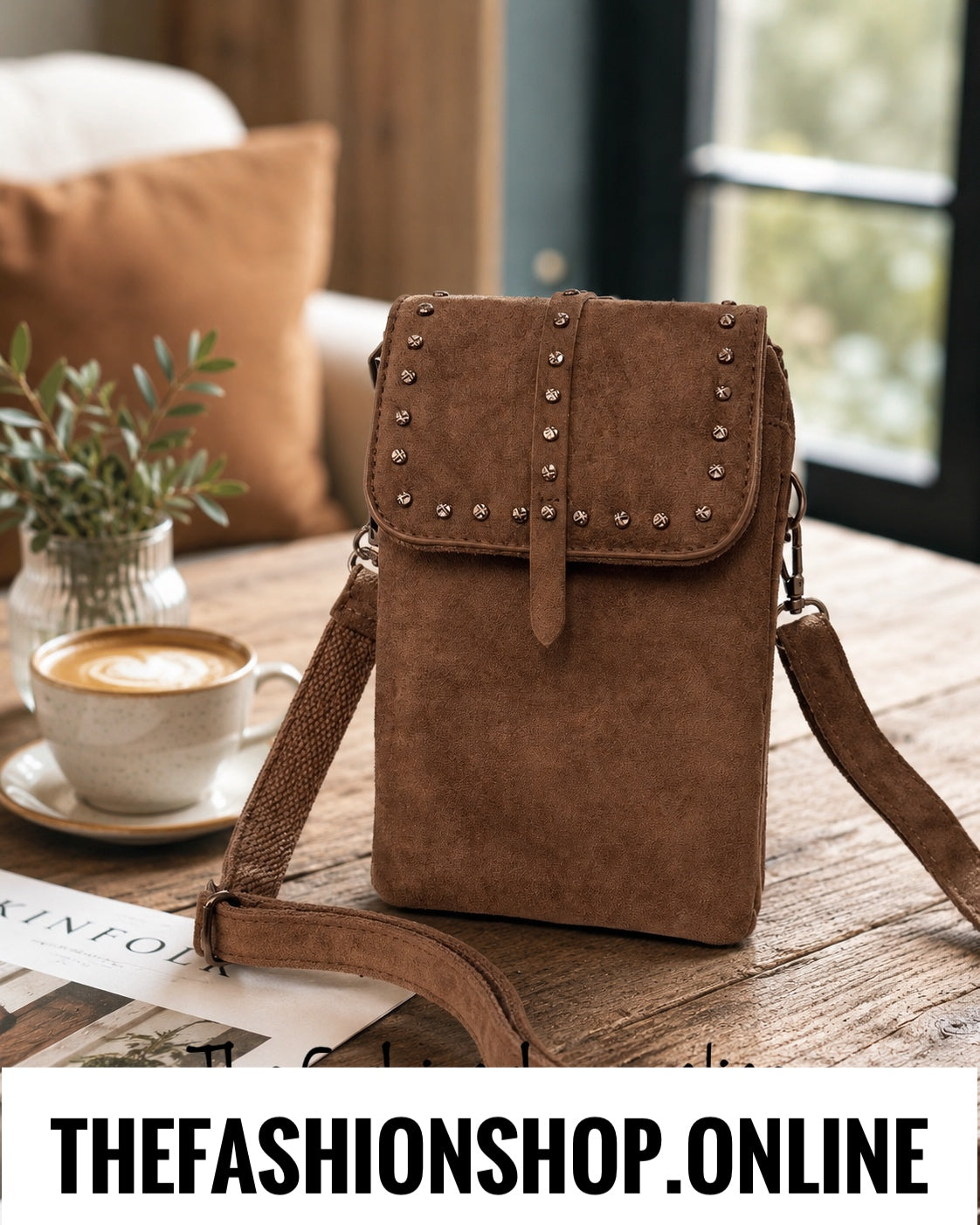 The Cleo Stud Bag in Mocha