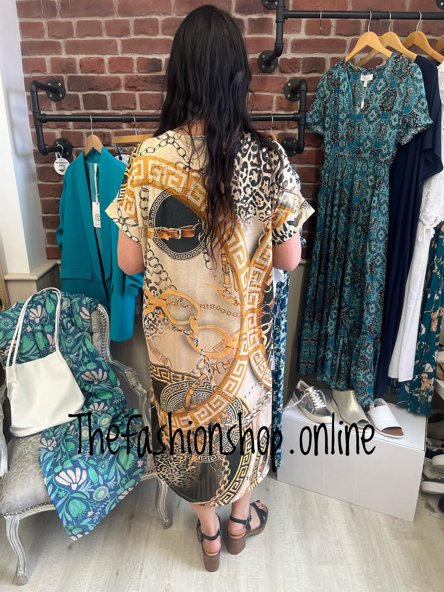 Francesca chain link V-neck dress 12-18