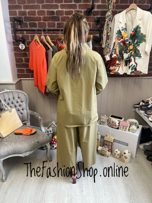 Casey olive draped panel shirt 10-16