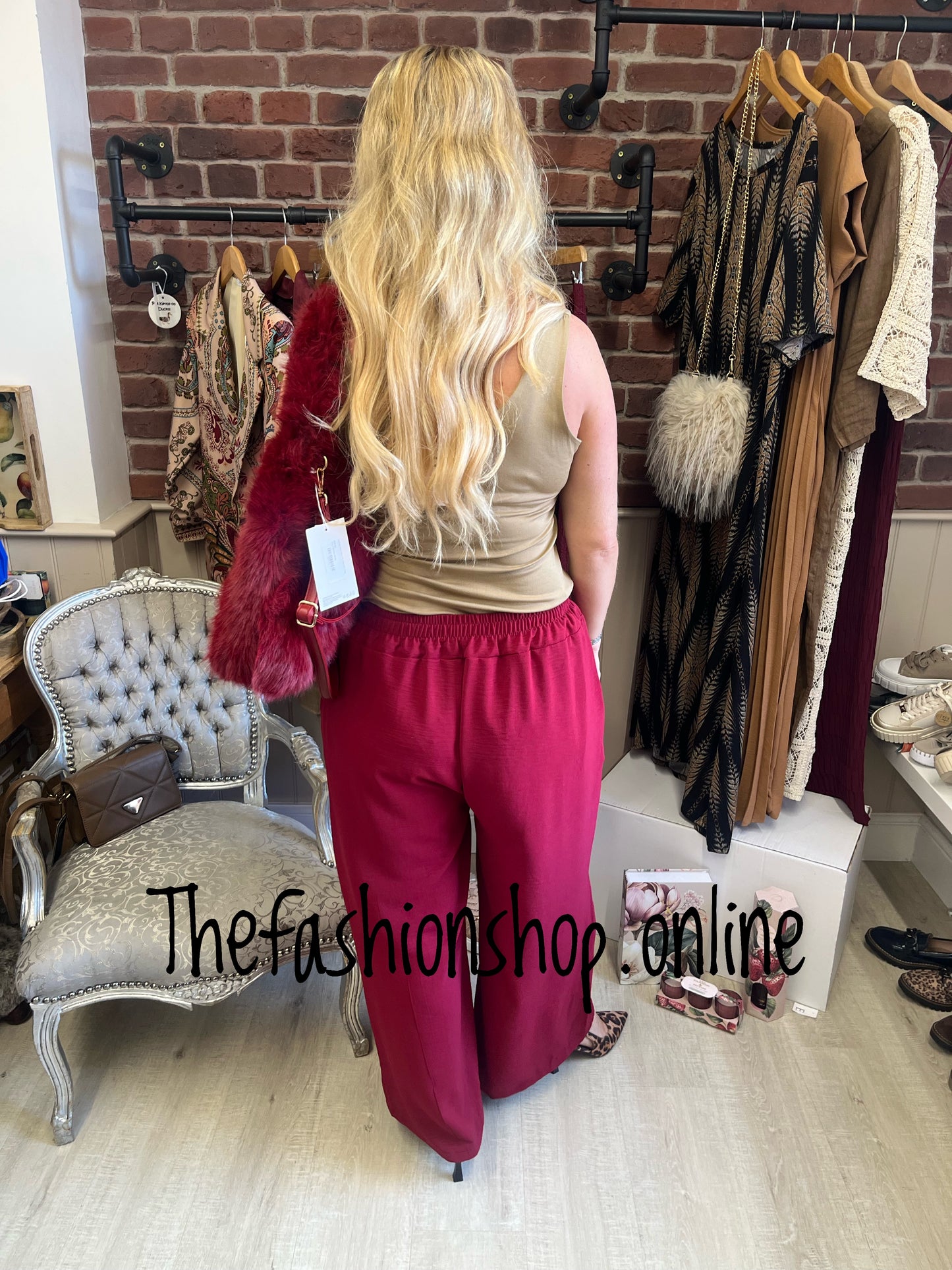 Courtney wine wide leg trousers 10-16
