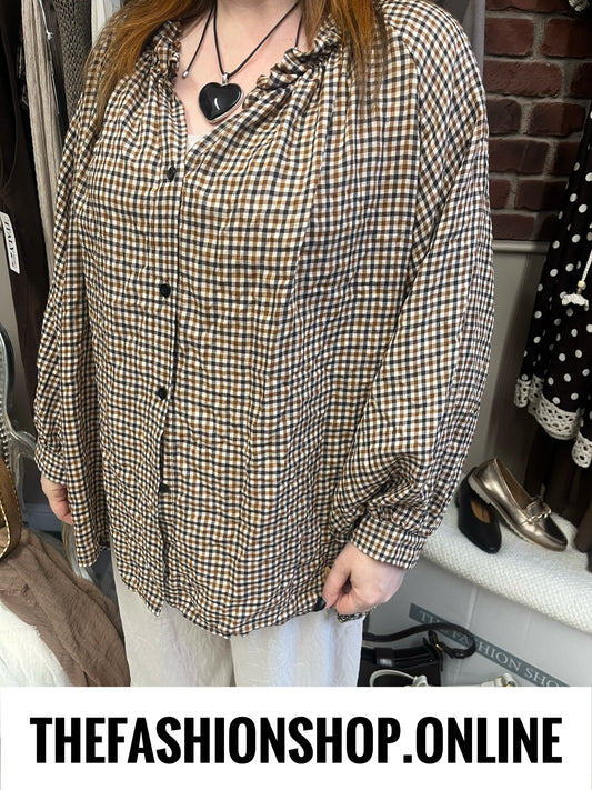 Emily camel gingham shirt 12-20