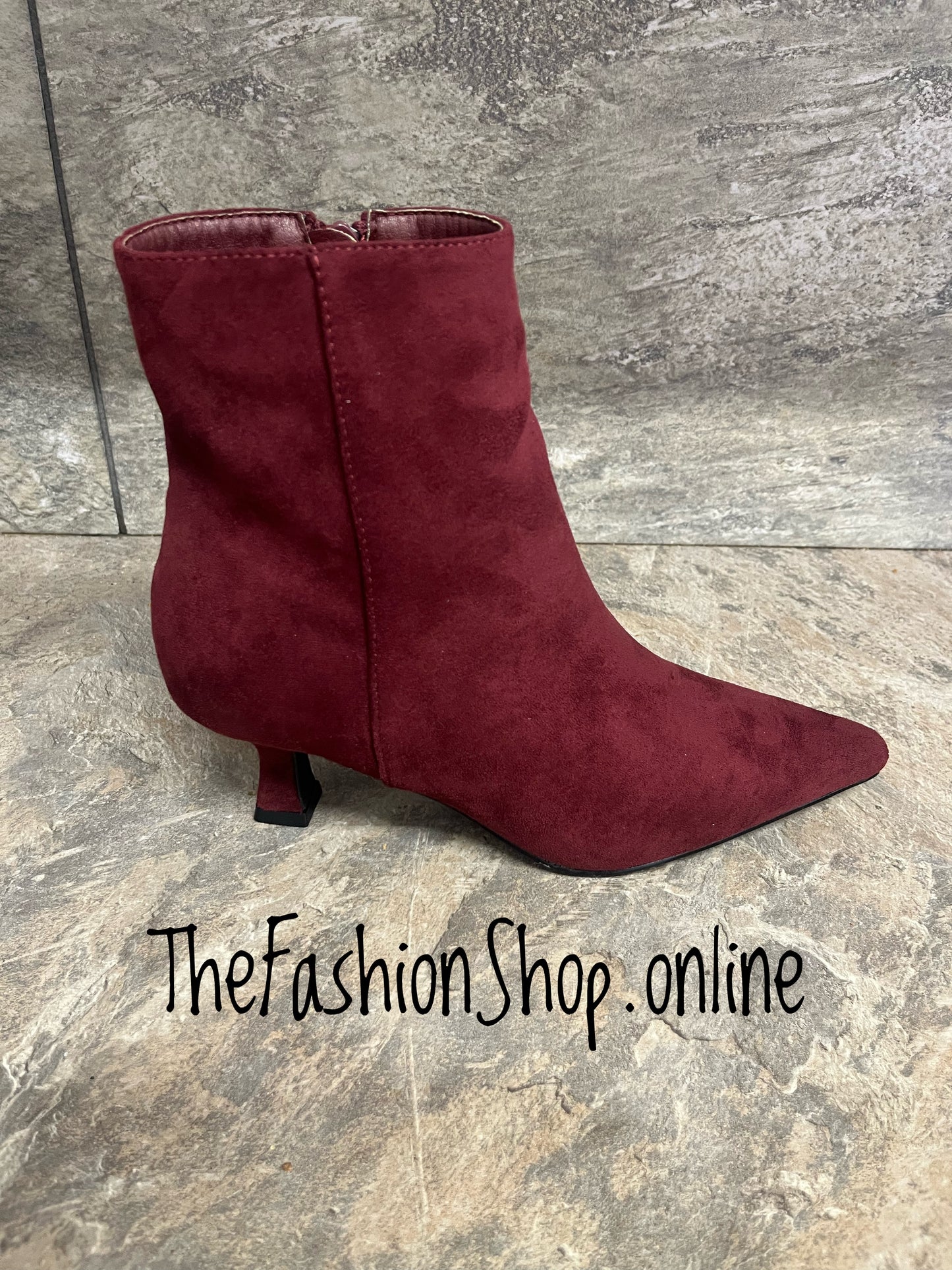 Jada wine faux suede heeled boots sizes 3-8 (36-41)