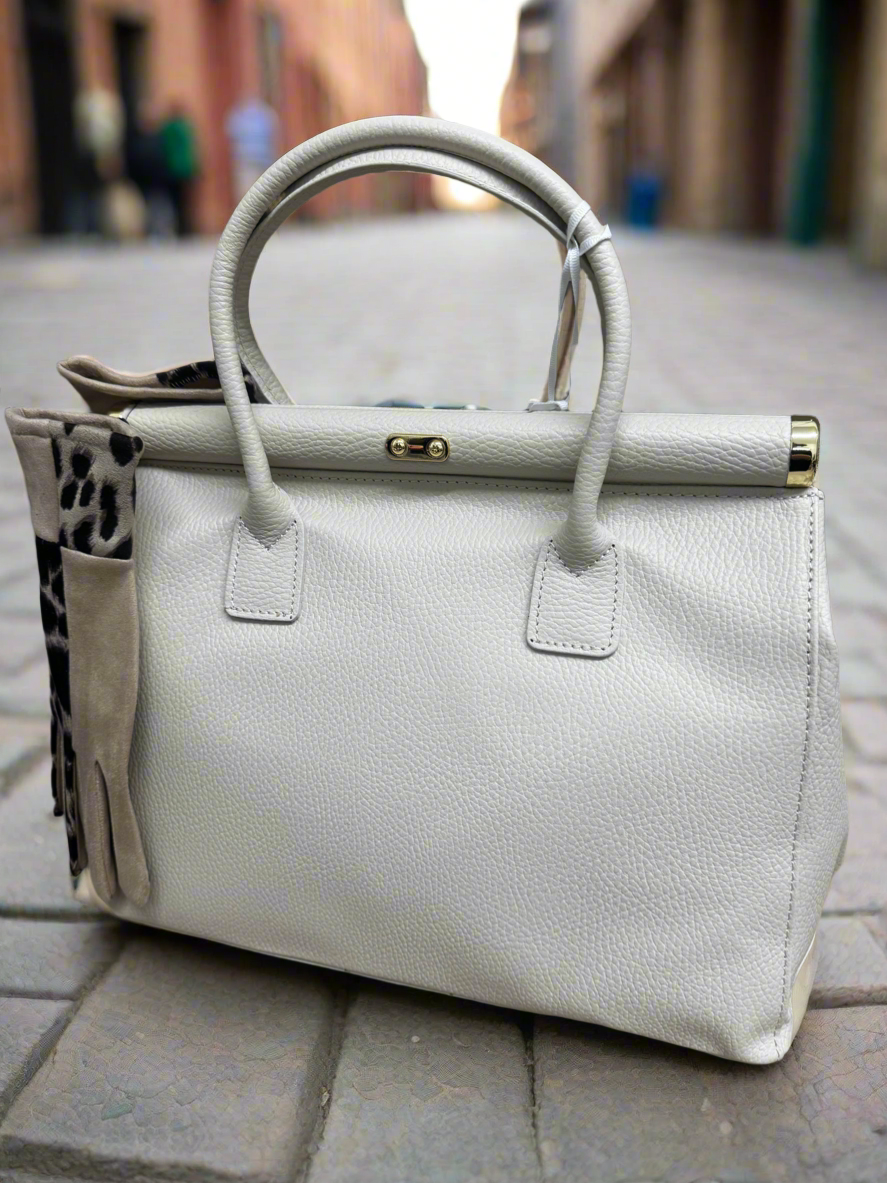 Sarah Tempest Italian beige leather padlock bag