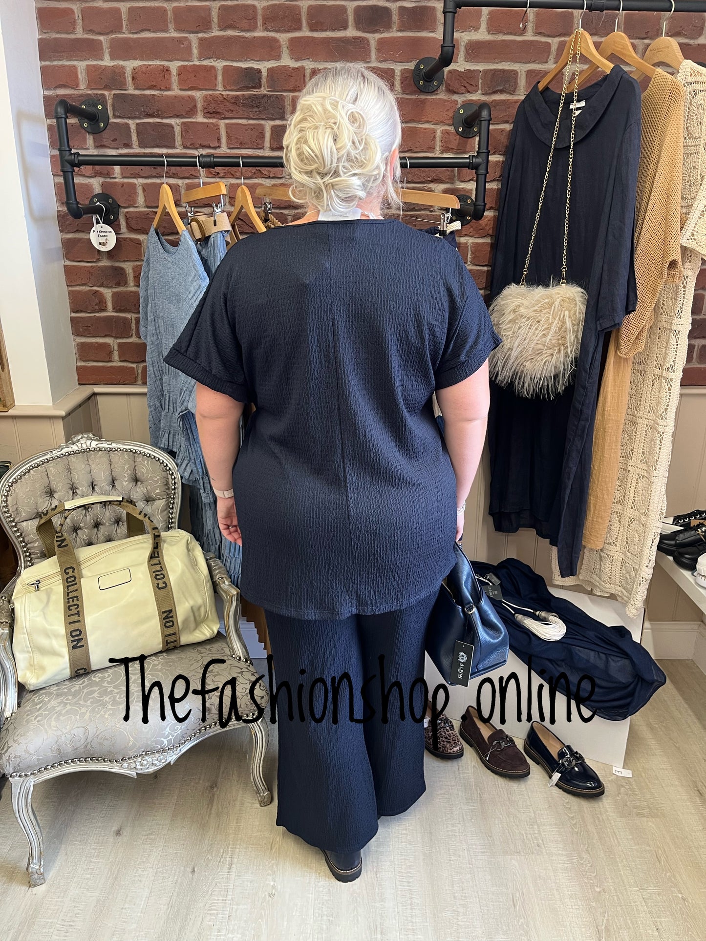 Lois navy side tie co-ord 12-20