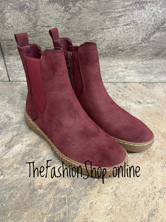 Layla wine faux suede ankle boots sizes 3-8 (36-41)