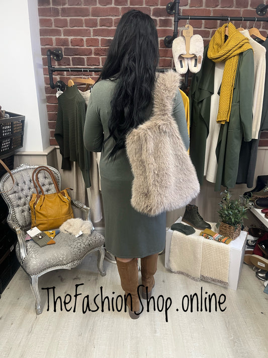 Mia khaki cashmere mix jumper dress 12-16