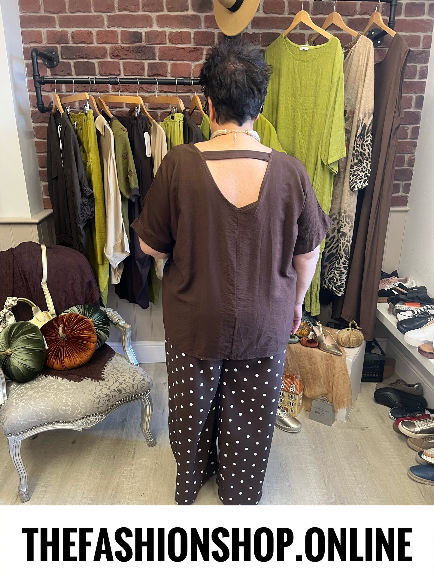 Tessa brown polka dot wide leg trousers 10-22