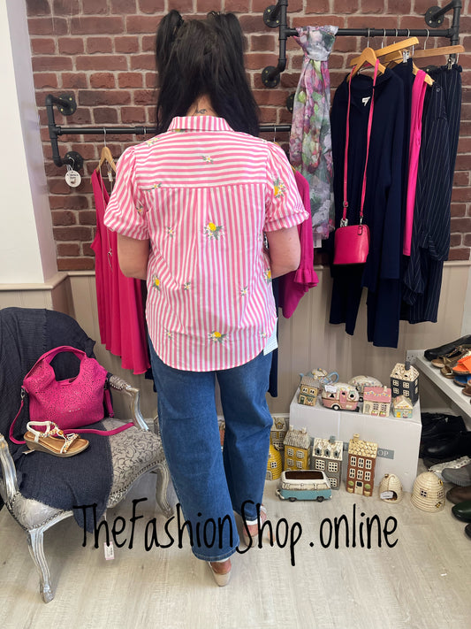 Anita pink striped lemon shirt sizes 10, 12 and 14