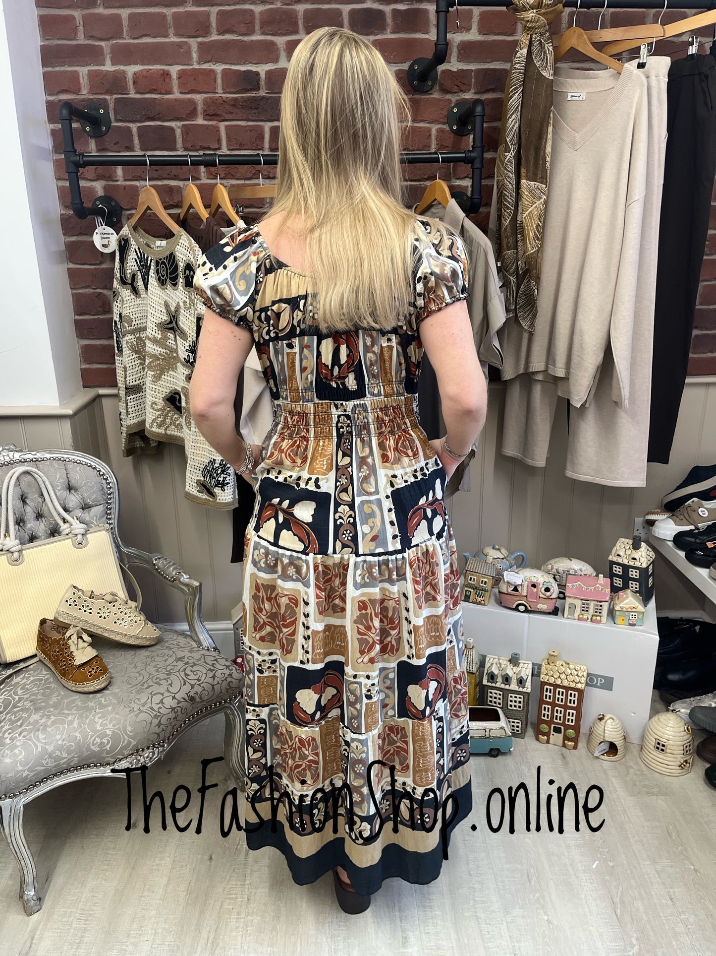 Lillie mocha patchwork gypsy maxi dress 8-18