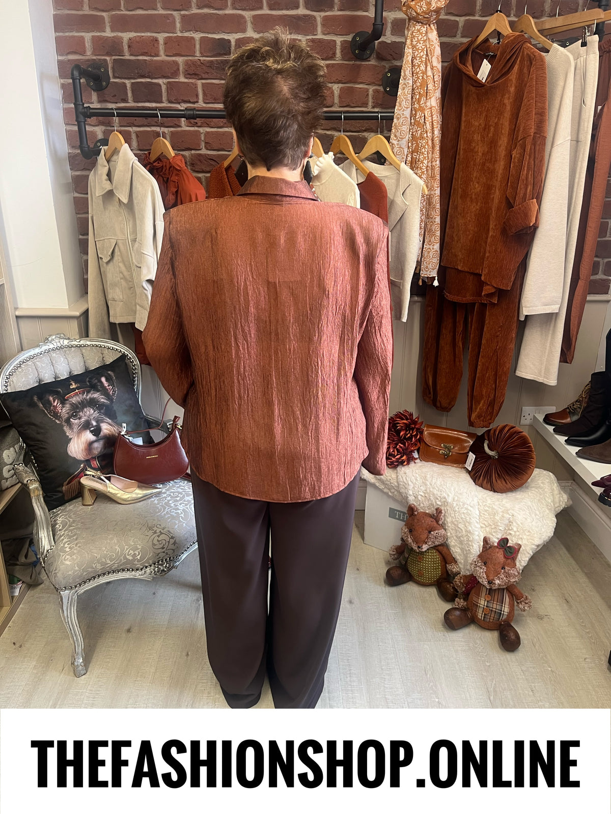Angel copper statement textured blouse 14-20