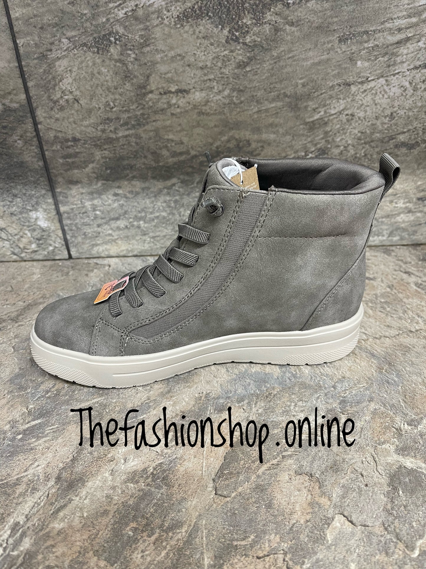 Jana stone faux suede step in ankle boot sizes 4-8 (37-42)