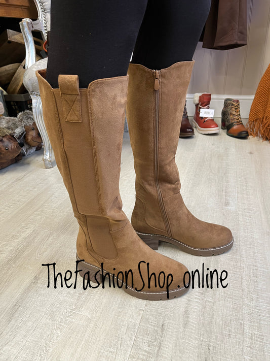 Ebony camel faux suede knee high boots sizes 3-8 (36-41)