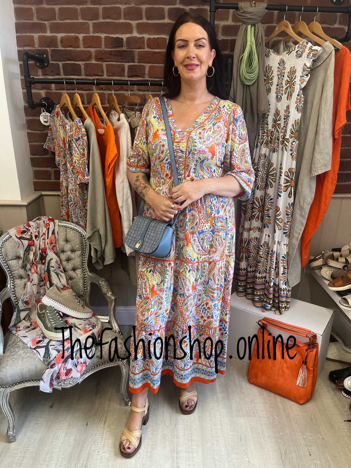 Phoebe colourful paisley tiered dress sizes 10, 12 and 14