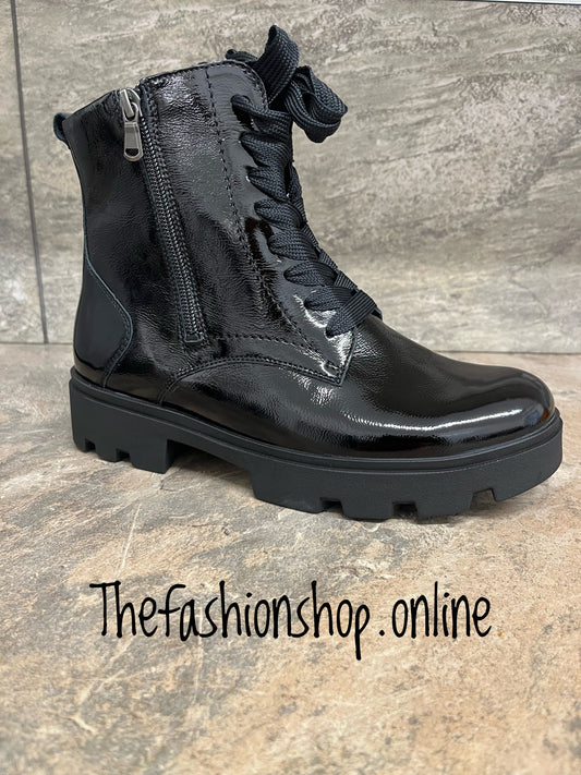 Waldlaufer Dani black wide fit leather patent ankle boot sizes 4-8
