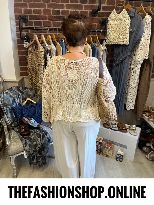 Tanya beige crochet layering top 12-18