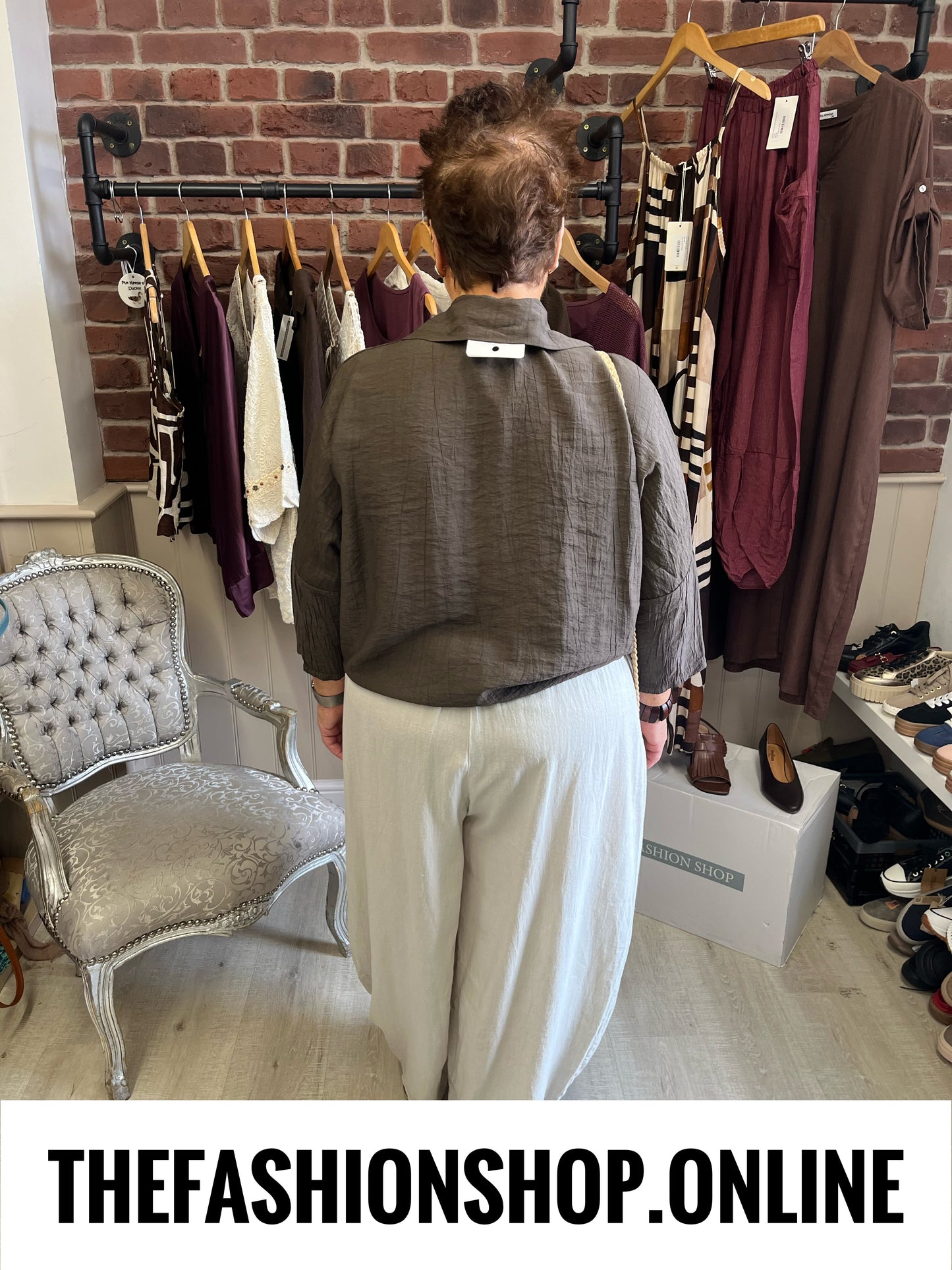 Julia brown textured shirt 14-22