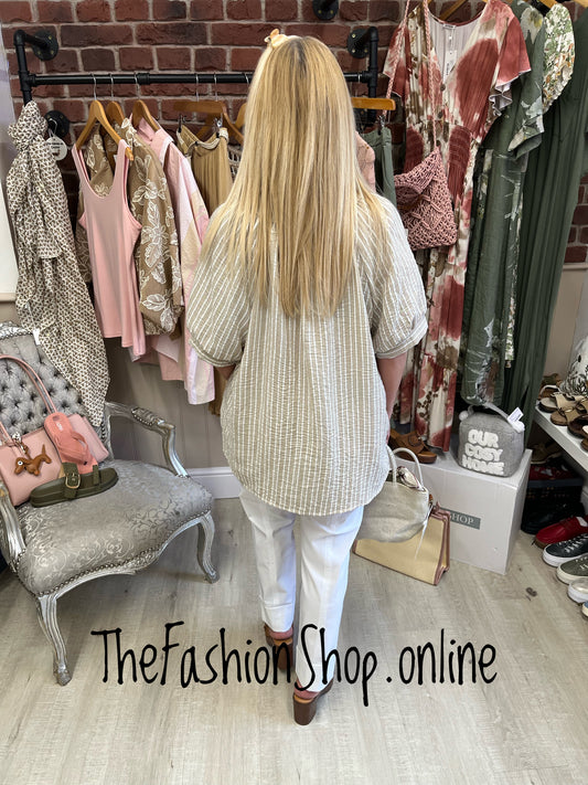 Jenna beige pinstripe top 10-16