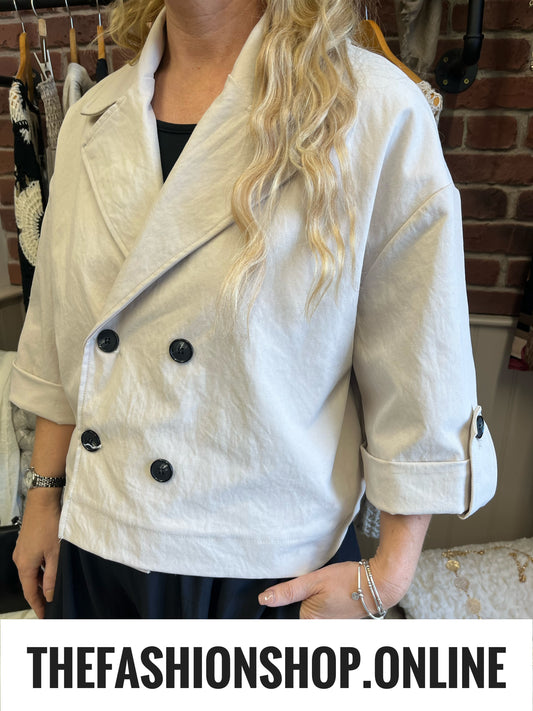 Zena beige double breasted jacket 8-16