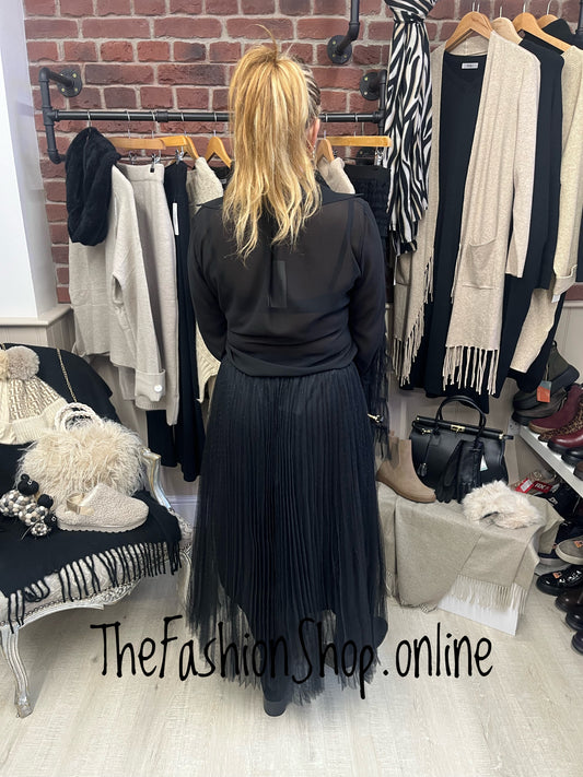 Orla black sheer tie front blouse 8-14