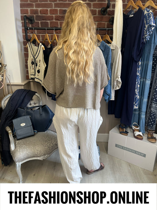 Hattie cream textured trousers 8-16