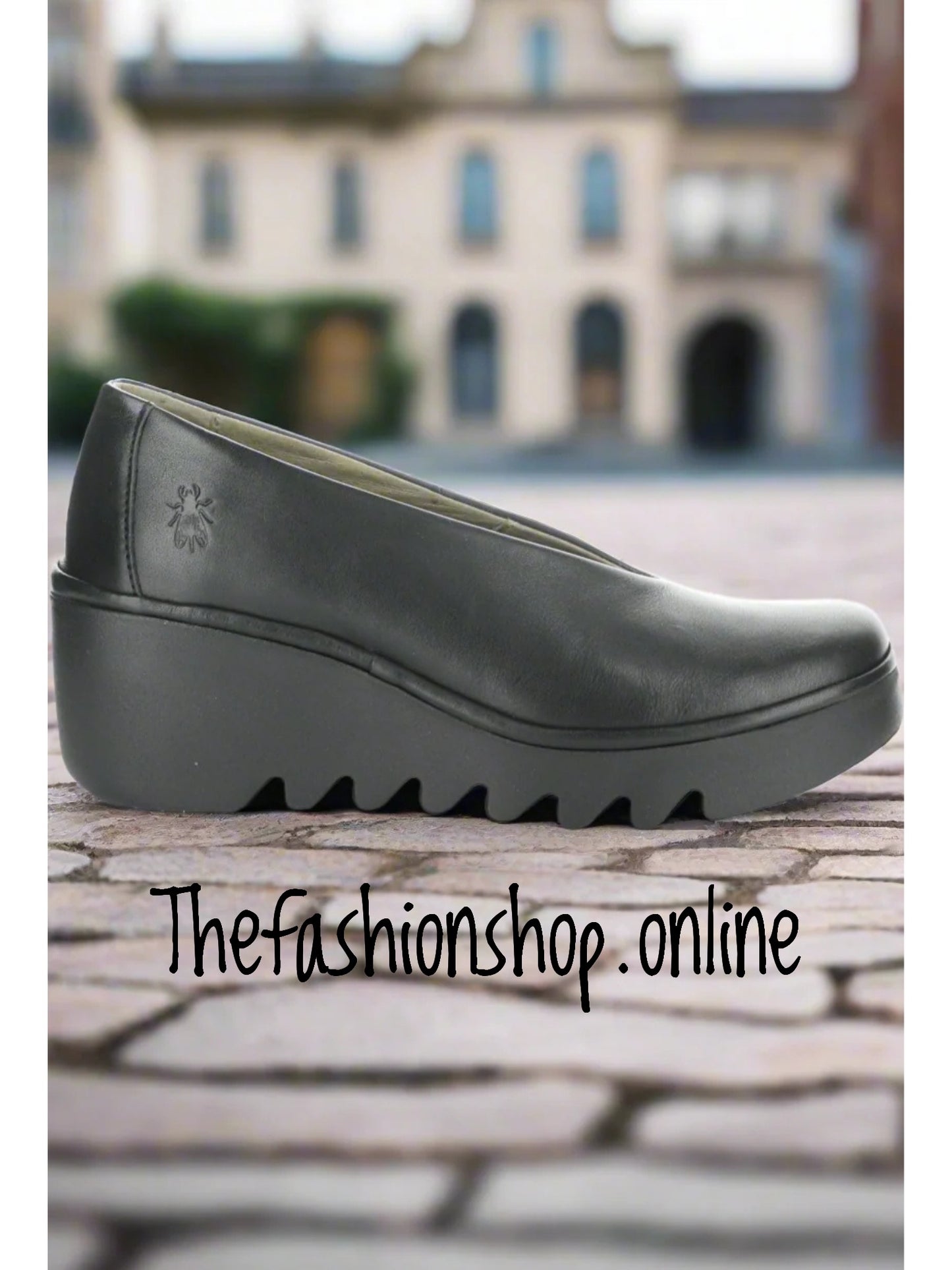 Fly of London Beso Dublin black leather wedge shoes sizes 4-8