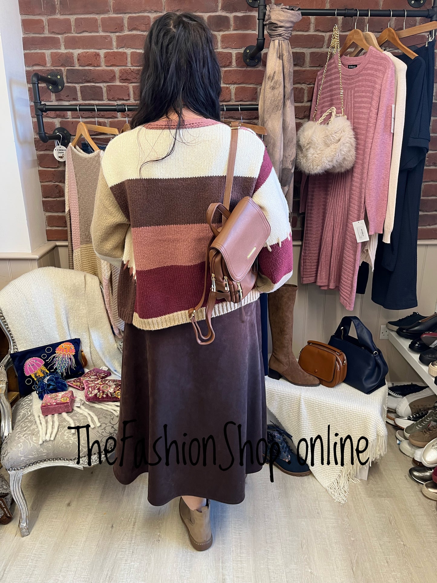 Esme wine and camel wool mix cardigan 10-16