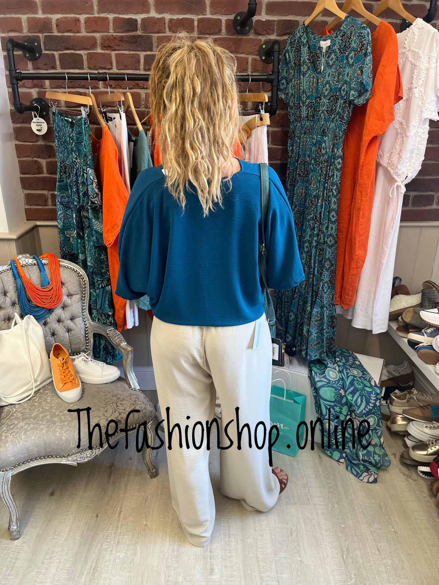 Isabella dark teal tie front top 12-16