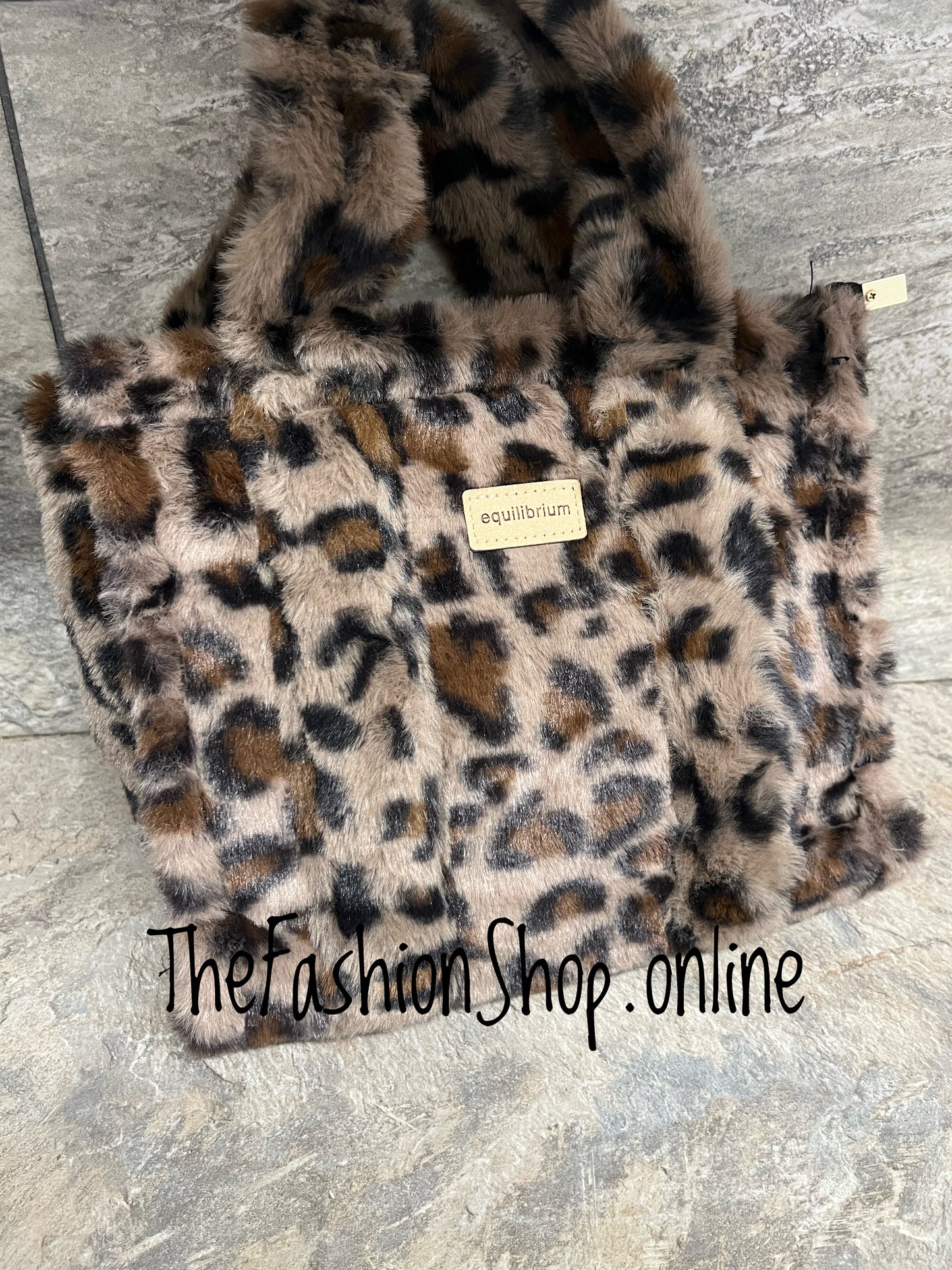 Dixie mocha faux fur leopard print small bag