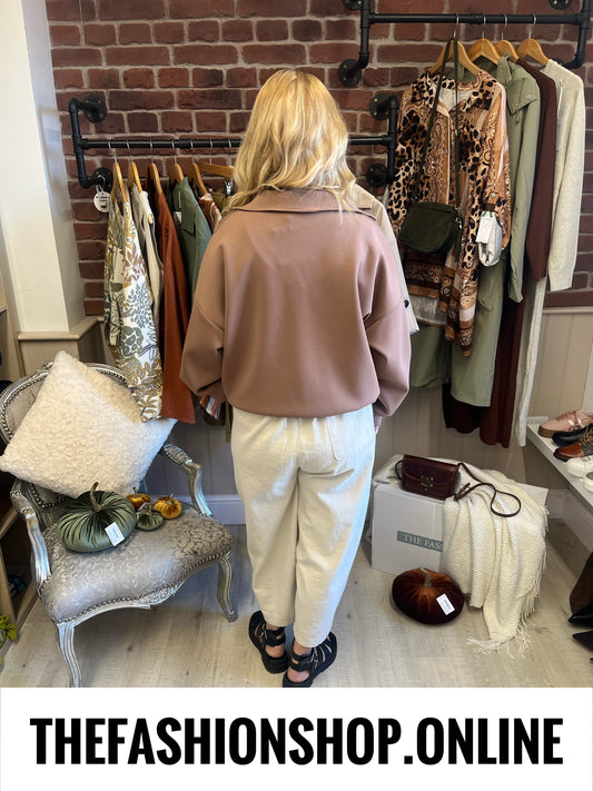 Zena Camel Collared Sweatshirt 8-14