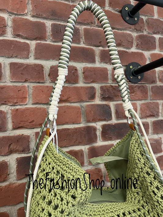 Sammy khaki crochet bag