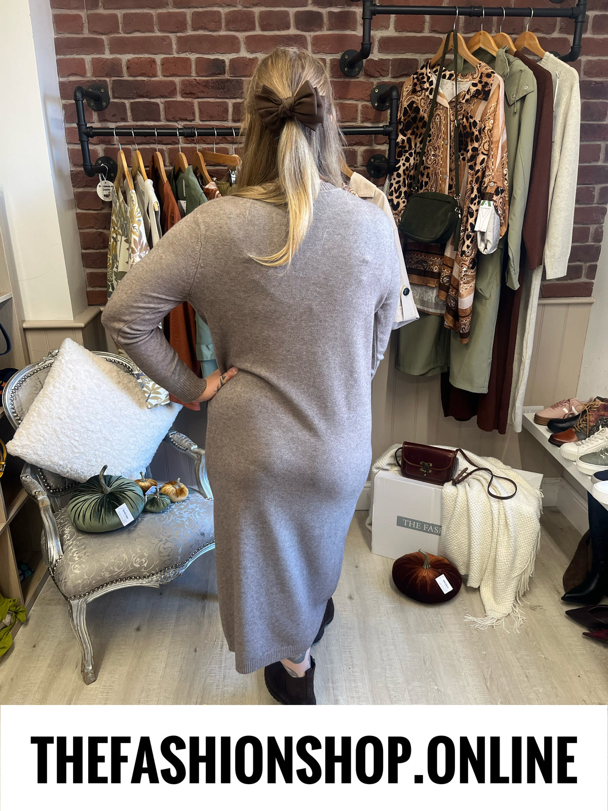 Olivia mocha cashmere mix jumper dress sizes 12-14 and 16-18