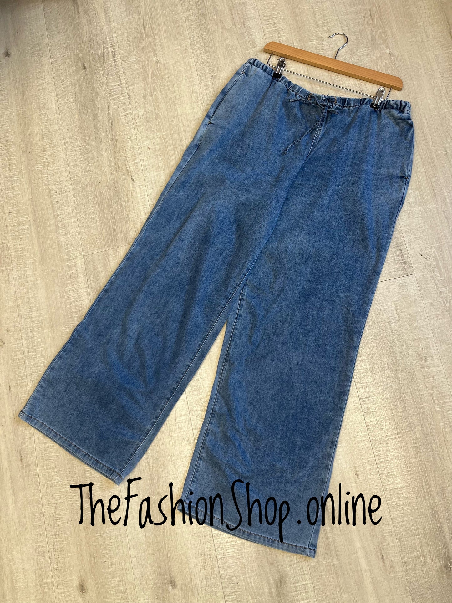 Monica denim blue wide leg jeans sizes 14, 16, 18 and 20