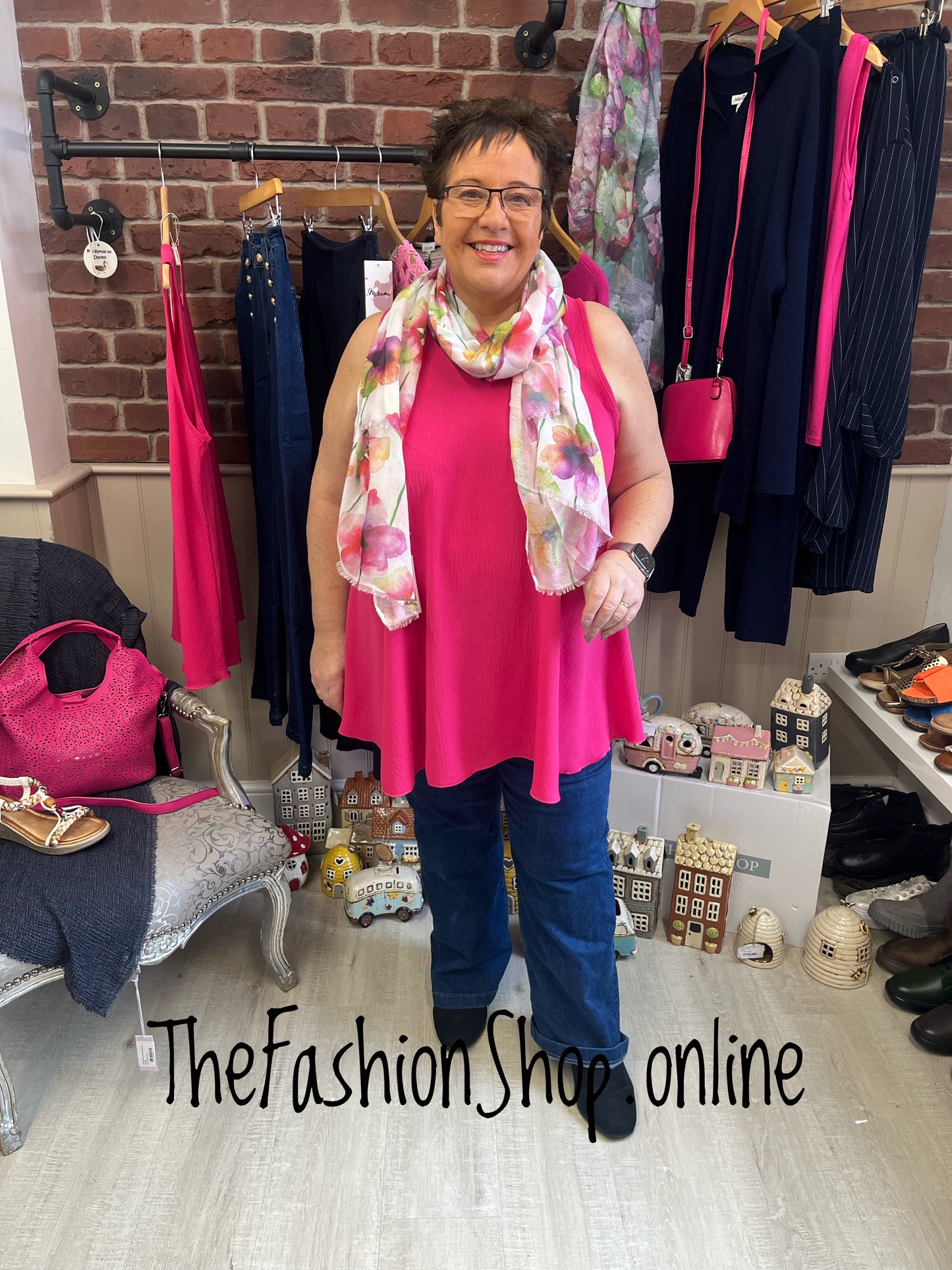 Pink watercolour pansy scarf