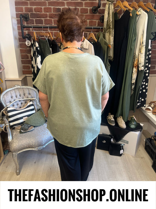 Amber khaki lace detail top 14-20