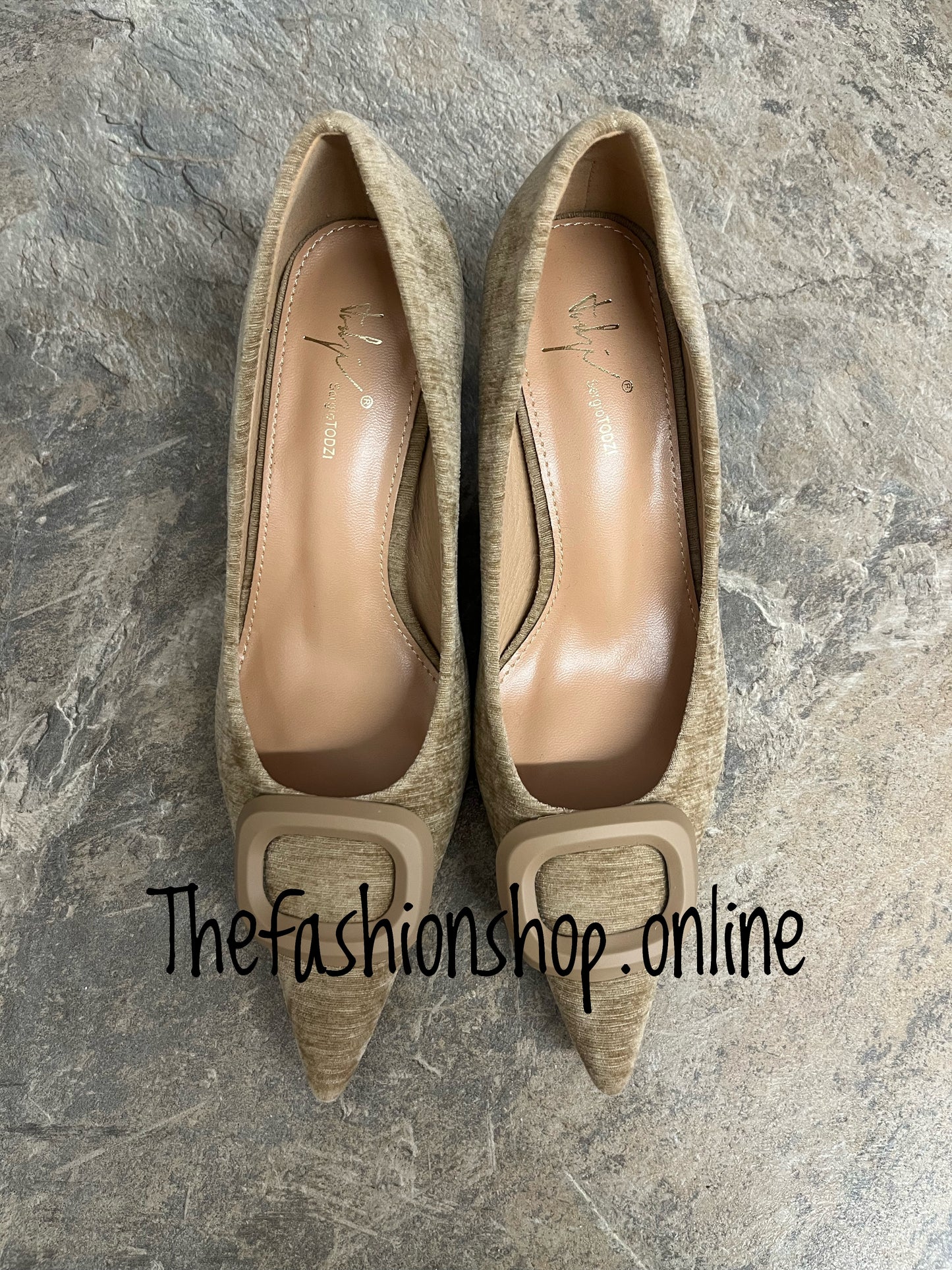 Keely beige heeled buckle shoes sizes 3-8 (36-41)