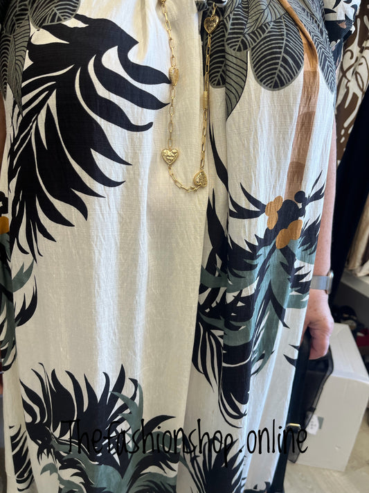 Grace palm tree cold shoulder dress 16-24