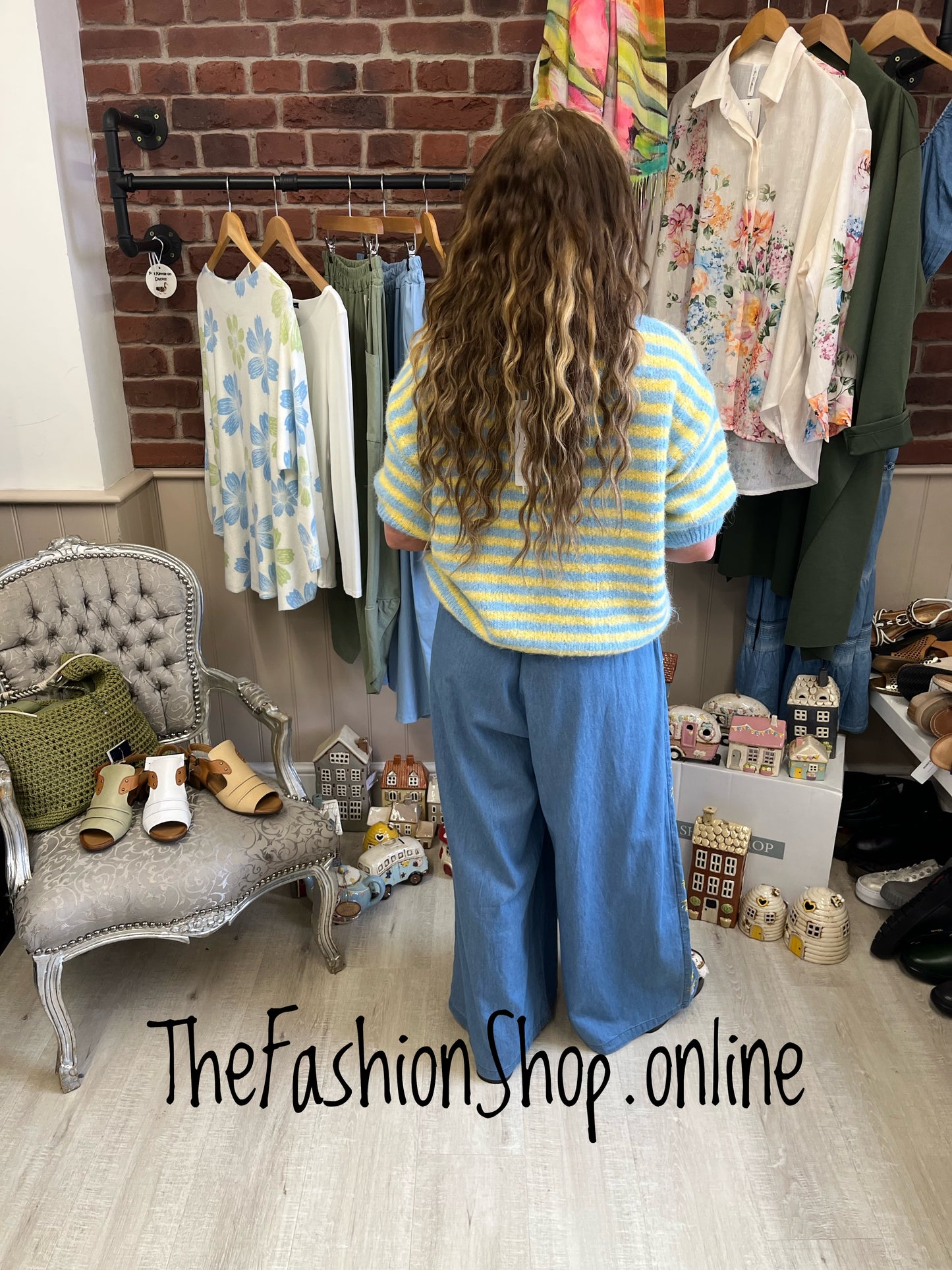 Fly Out denim embroidered seam trousers 8-18