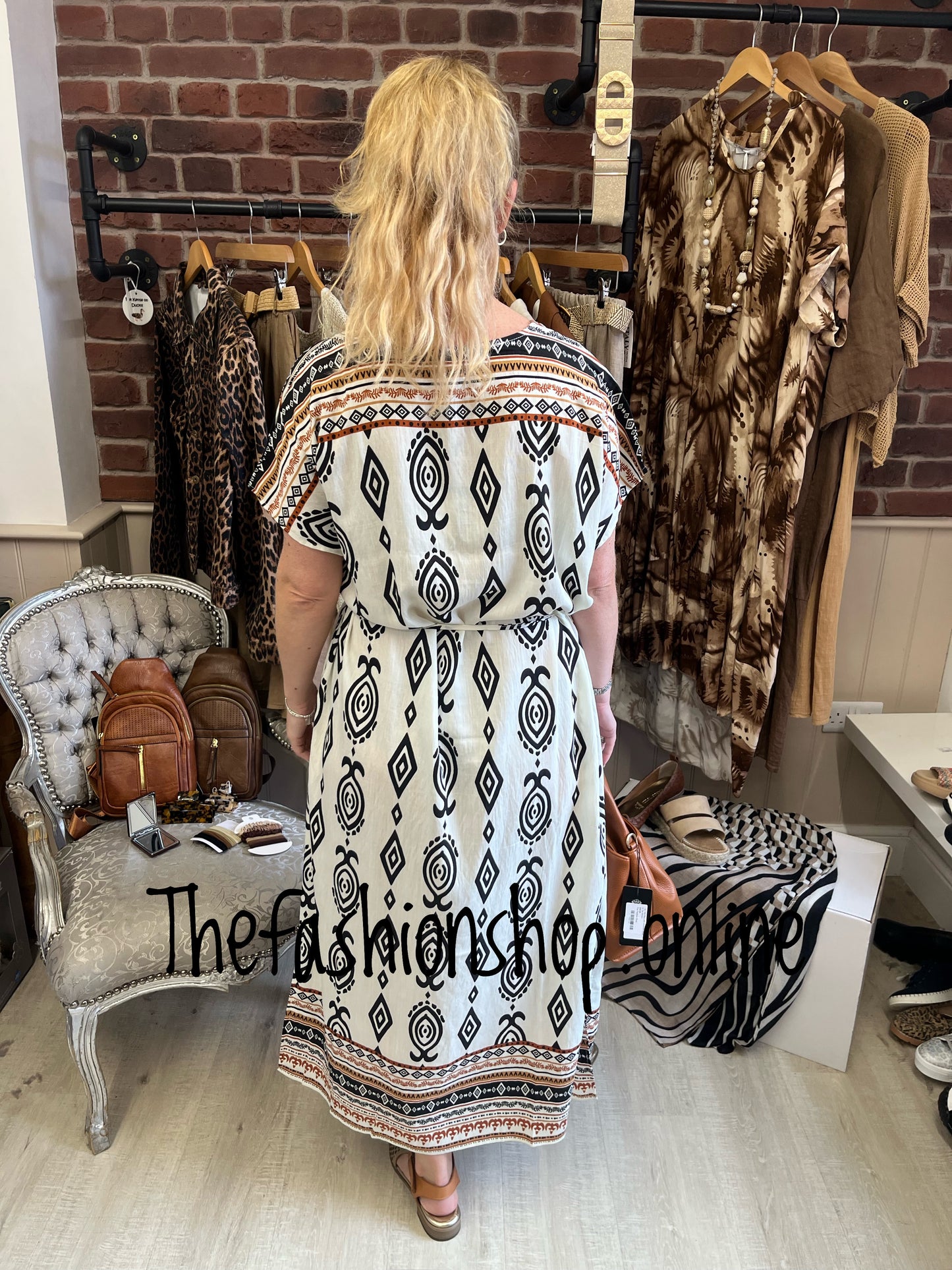 Serena Aztec print dress 14-16 and 18-20