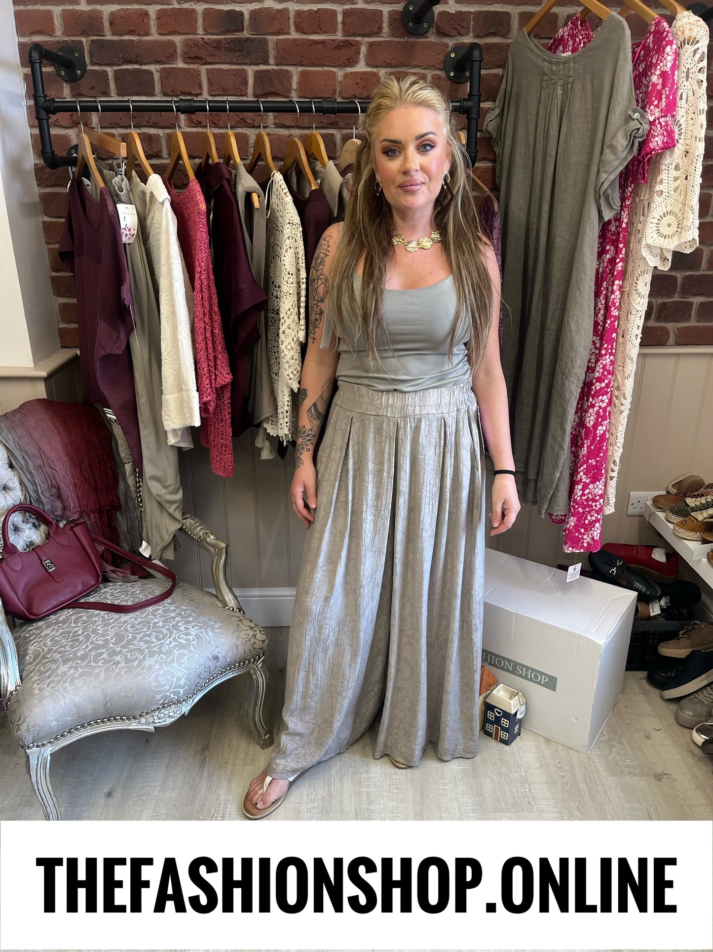 Tiffany mocha jacquard wide leg trousers 10-16