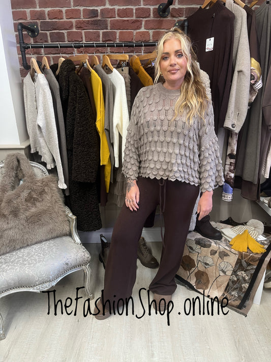 Eloise mocha scale stitch jumper 8-14