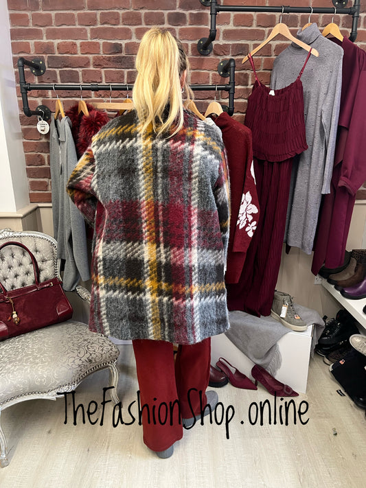 Zara Multicolour Wool Mix Checked Coat 12-18