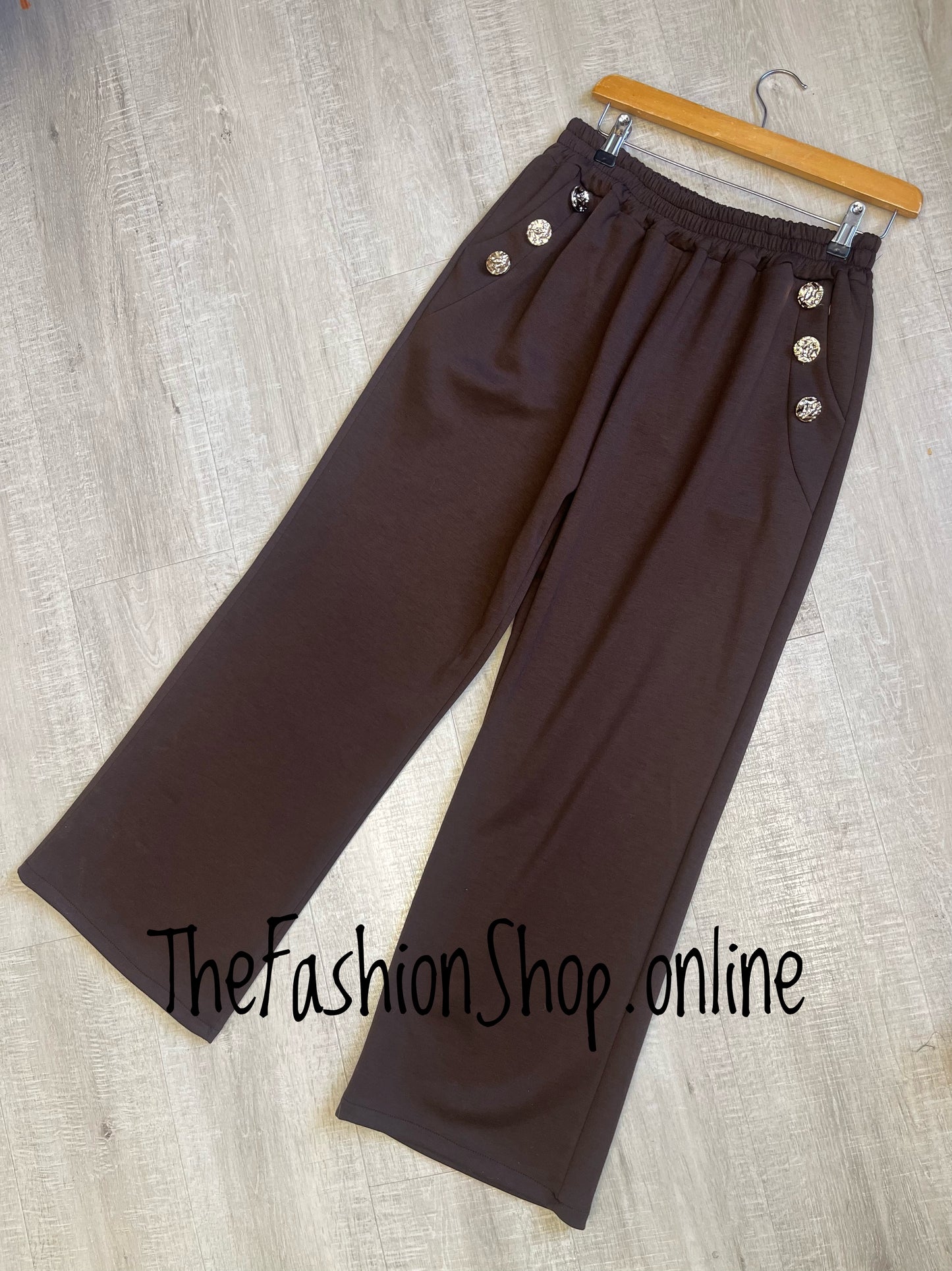 Mila brown jogger with button detail size 10-16