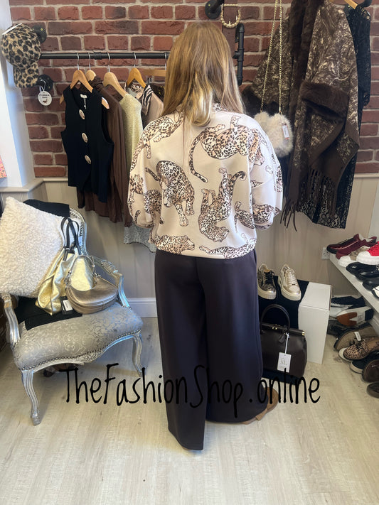 Jessica beige leopard bomber jacket 8-14