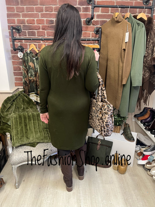 Esther khaki cashmere mix jumper dress 12-16