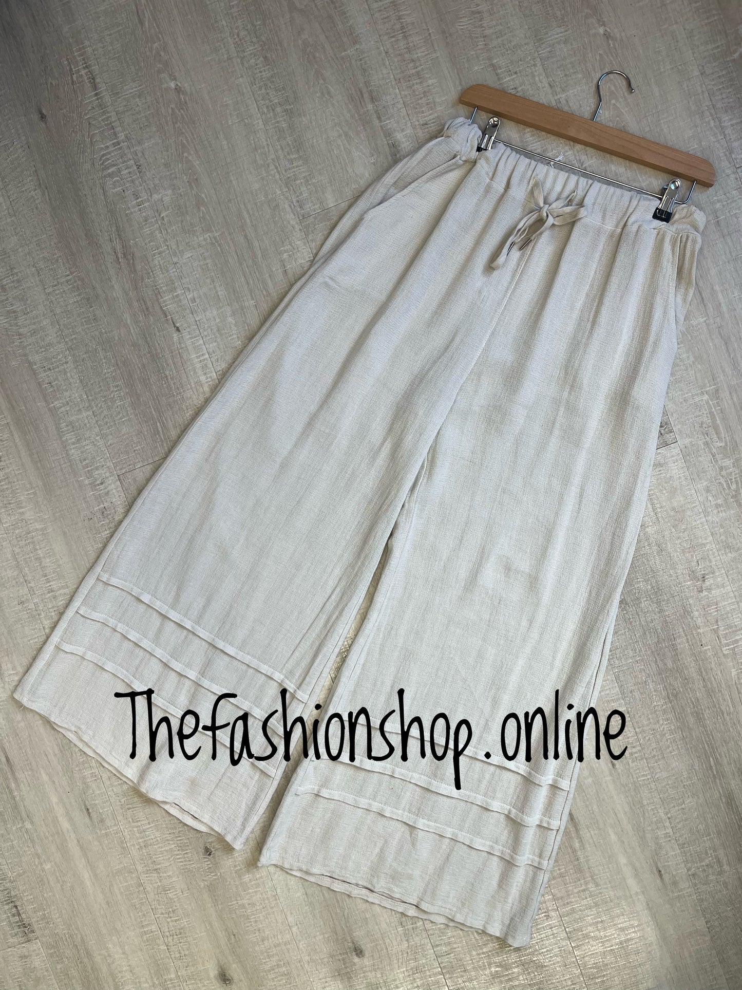 Tanya cream linen mix trousers 10-16