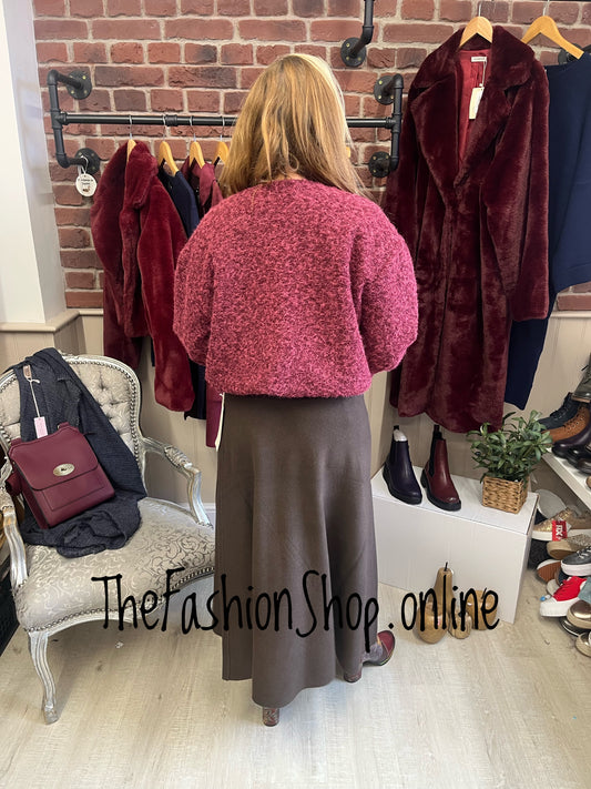 Carolyn wine boucle bomber jacket 8-14