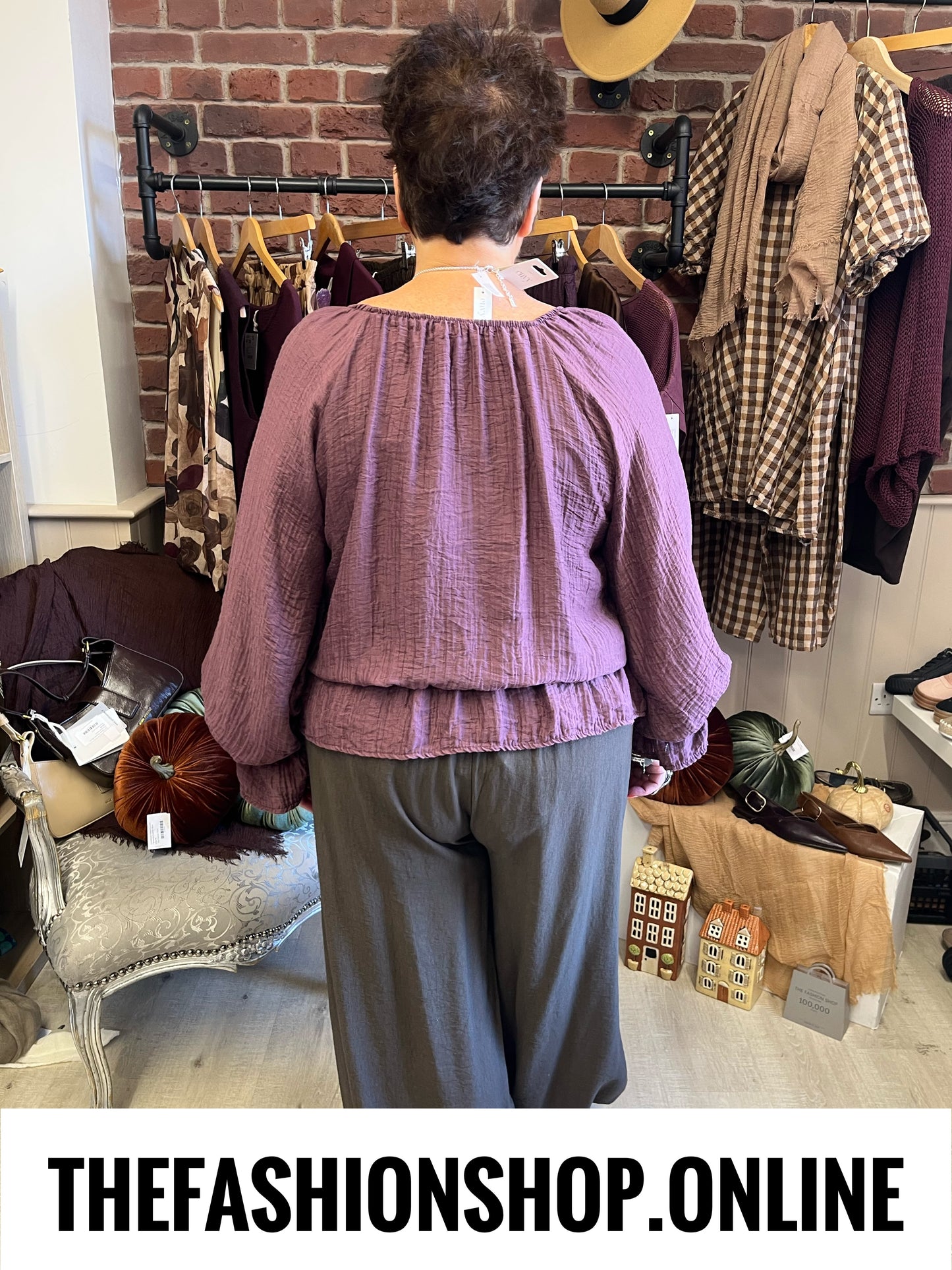 Sophie mulberry frill sleeve top 10-18