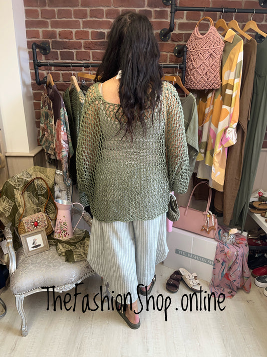 Evelyn khaki crochet layering top 14-22