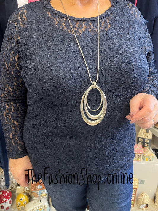 Bonnie navy lace top 14-20