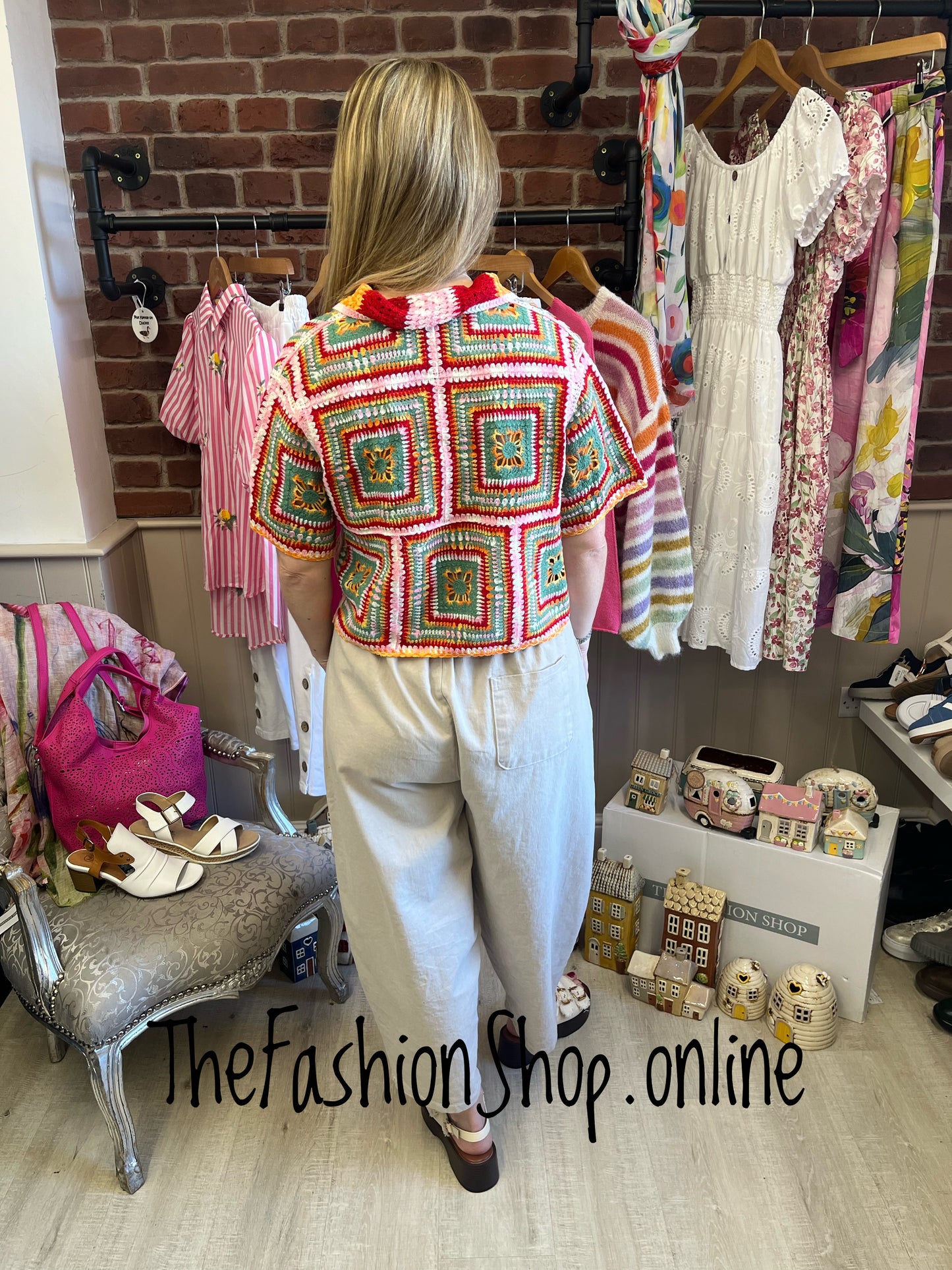 Roberta multicoloured crochet cardigan 8-10 and 12-14